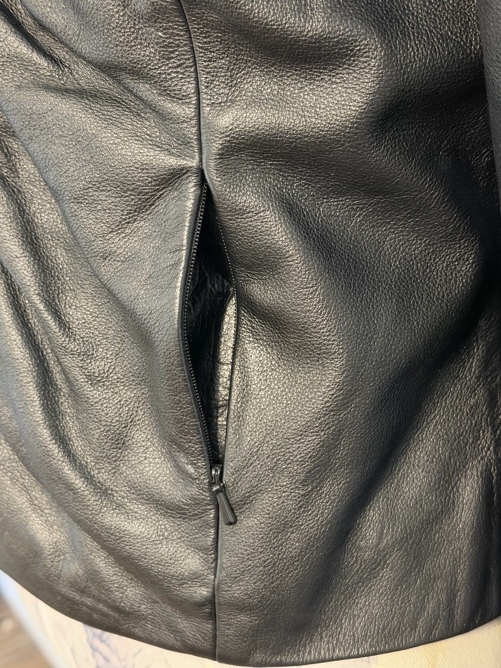 WILSONS LEATHER Vintage Ruched Black Leather Moto Jacket Size Medium Y2K - Picture 5 of 7